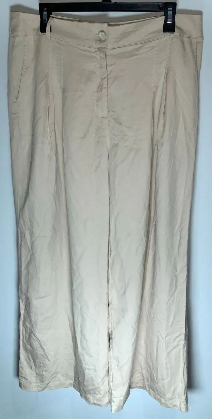 Amadi Tencel Pleated Wide-Leg Trousers size Large